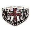 Bikerringshop Sterling Silver Red Garnet Cross Ring -Outlet Rings Store red garnet cross ring