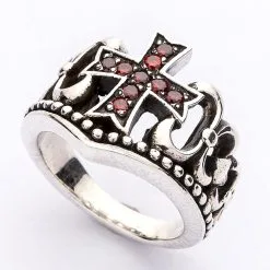 Bikerringshop Sterling Silver Red Garnet Cross Ring 26 Bikerringshop Sterling Silver Red Garnet Cross Ring -Outlet Rings Store red garnet cross ring 11