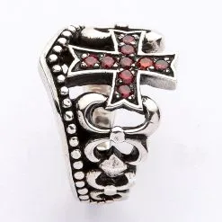 Bikerringshop Sterling Silver Red Garnet Cross Ring 27 Bikerringshop Sterling Silver Red Garnet Cross Ring -Outlet Rings Store red garnet cross ring 12