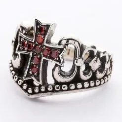 Bikerringshop Sterling Silver Red Garnet Cross Ring 17 Bikerringshop Sterling Silver Red Garnet Cross Ring -Outlet Rings Store red garnet cross ring 2