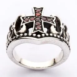 Bikerringshop Sterling Silver Red Garnet Cross Ring 23 Bikerringshop Sterling Silver Red Garnet Cross Ring -Outlet Rings Store red garnet cross ring 8