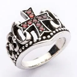 Bikerringshop Sterling Silver Red Garnet Cross Ring 24 Bikerringshop Sterling Silver Red Garnet Cross Ring -Outlet Rings Store red garnet cross ring 9