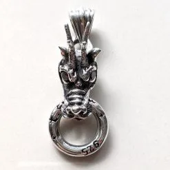 Bikerringshop Dragon Pendant Sterling Silver With Red Eyes