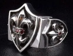 Bikerringshop Sterling Silver Gothic Garnet Fleur De Lis Ring 9 Bikerringshop Sterling Silver Gothic Garnet Fleur De Lis Ring -Outlet Rings Store red garnet fleur de lis sterling silver ring