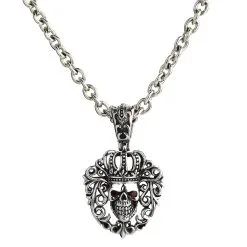 Bikerringshop Red Eyes Queen Crown Skull Pendant