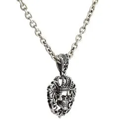 Bikerringshop Red Eyes Queen Crown Skull Pendant -Outlet Rings Store red queen crown skull necklace 3