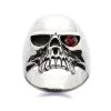 Bikerringshop 925 Sterling Silver Ruby Red Eye Skull Rings -Outlet Rings Store red ruby eye skull ring
