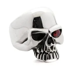 Bikerringshop 925 Sterling Silver Ruby Red Eye Skull Rings -Outlet Rings Store red ruby eye skull ring 3