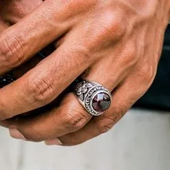 Bikerringshop Red Stone Silver Cupid Love Ring -Outlet Rings Store red stone cupid love ring 12