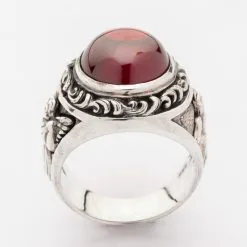 Bikerringshop Red Stone Silver Cupid Love Ring -Outlet Rings Store red stone cupid love ring 3