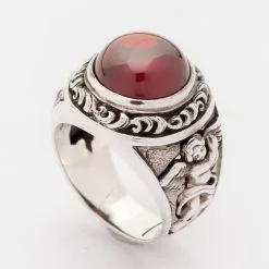 Bikerringshop Red Stone Silver Cupid Love Ring -Outlet Rings Store red stone cupid love ring 4