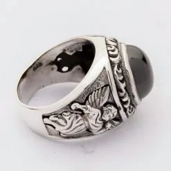 Bikerringshop Red Stone Silver Cupid Love Ring -Outlet Rings Store red stone cupid love ring 6