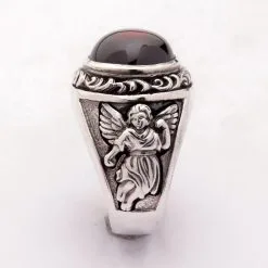 Bikerringshop Red Stone Silver Cupid Love Ring -Outlet Rings Store red stone cupid love ring 9