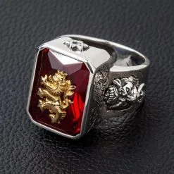 Bikerringshop 925 Sterling Silver Red Stone Lion Ring 10 Bikerringshop 925 Sterling Silver Red Stone Lion Ring -Outlet Rings Store red stone lion ring 5