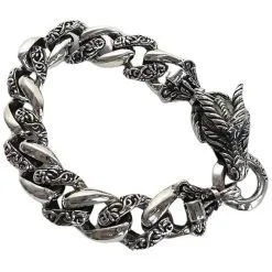 Bikerringshop Sterling Silver Rider Dragon Mens Bracelet -Outlet Rings Store rider dragon chain bracelet 2