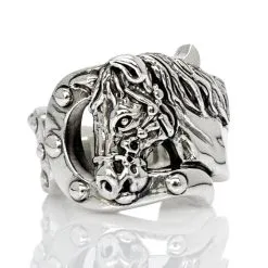 Bikerringshop Horseshoe Sterling Silver Horse Ring