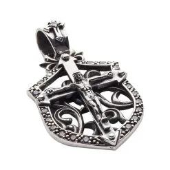 Bikerringshop Rocker Jesus Silver Mens Cross Pendant -Outlet Rings Store rocker jesus silver mens cross pendant 3
