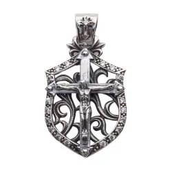 Bikerringshop Rocker Jesus Silver Mens Cross Pendant