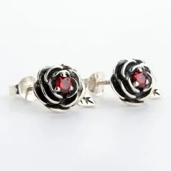 Bikerringshop Sterling Silver Red Rose Earrings 12 Bikerringshop Sterling Silver Red Rose Earrings -Outlet Rings Store rose earrings 2