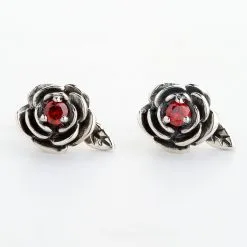 Bikerringshop Sterling Silver Red Rose Earrings 11 Bikerringshop Sterling Silver Red Rose Earrings -Outlet Rings Store rose earrings