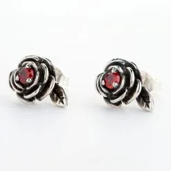 Bikerringshop Sterling Silver Red Rose Earrings 14 Bikerringshop Sterling Silver Red Rose Earrings -Outlet Rings Store rose earrings 4