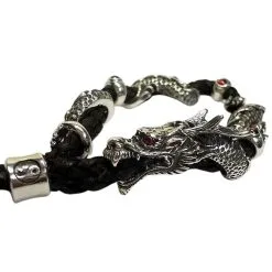 Bikerringshop Ruby Dragon Men's Leather Bracelets -Outlet Rings Store ruby dragon bracelets 5