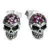 Bikerringshop 925 Sterling Silver Ruby Skull Earrings 1 Bikerringshop 925 Sterling Silver Ruby Skull Earrings -Outlet Rings Store ruby skull earrings