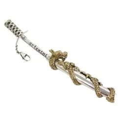 Bikerringshop Brass Sterling Silver Samurai Dragon Sword Mens Pendants