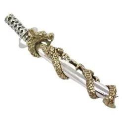 Bikerringshop Brass Sterling Silver Samurai Dragon Sword Mens Pendants -Outlet Rings Store samurai dragon pendants 3