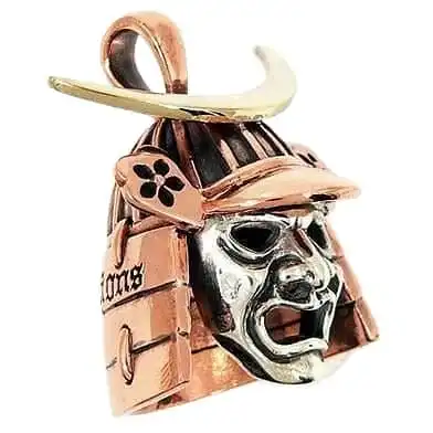 Bikerringshop Sterling Silver Copper Japanese Samurai Mask Pendant 5 Bikerringshop Sterling Silver Copper Japanese Samurai Mask Pendant - Image 3