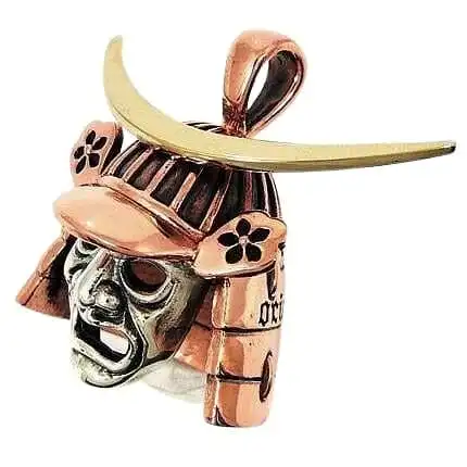 Bikerringshop Sterling Silver Copper Japanese Samurai Mask Pendant 8 Bikerringshop Sterling Silver Copper Japanese Samurai Mask Pendant - Image 6