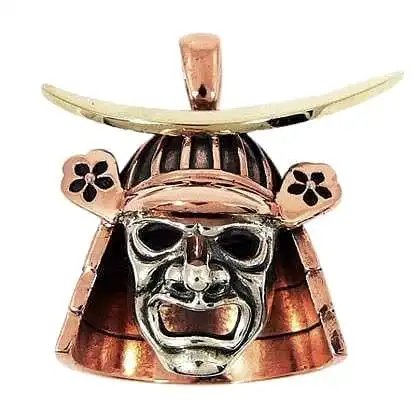 Bikerringshop Sterling Silver Copper Japanese Samurai Mask Pendant 3 Bikerringshop Sterling Silver Copper Japanese Samurai Mask Pendant
