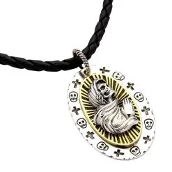Bikerringshop Santa Muerte Gothic Pendant Necklace