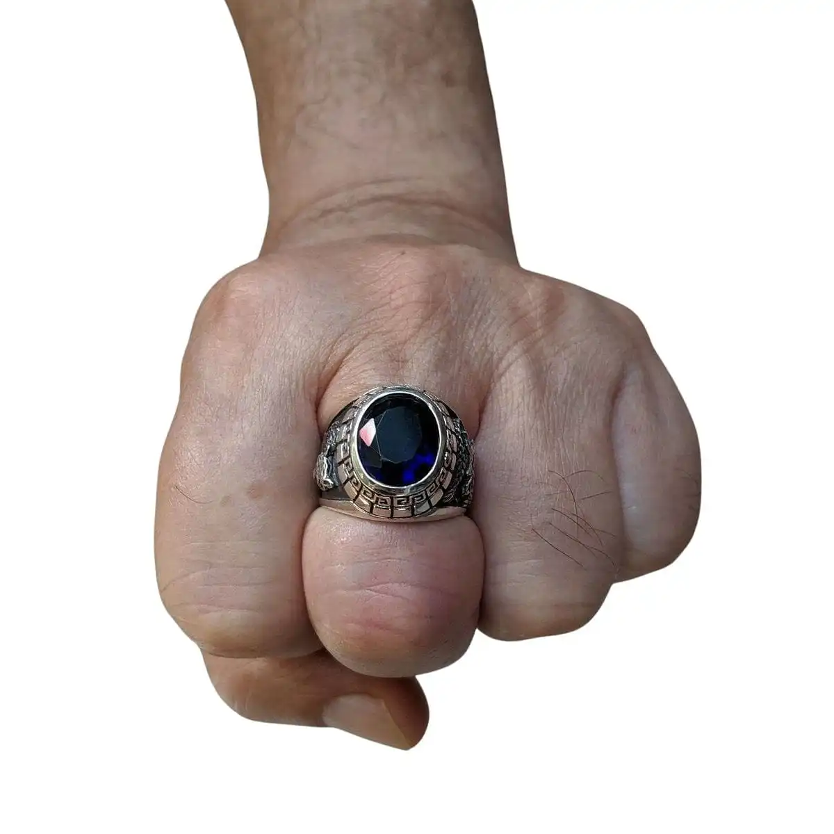 Bikerringshop Sterling Silver Sapphire Japanese Tiger Dragon Mens Ring 9 Bikerringshop Sterling Silver Sapphire Japanese Tiger Dragon Mens Ring - Image 7