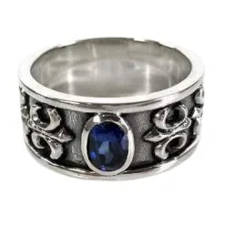 Bikerringshop Sterling Silver Sapphire Mens Rings