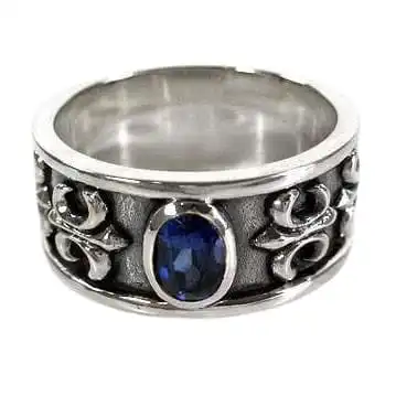 Bikerringshop Sterling Silver Sapphire Mens Rings 3 Bikerringshop Sterling Silver Sapphire Mens Rings