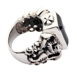 Bikerringshop Black Stone Scottish Rampant Lion Mens Ring -Outlet Rings Store scottish rampant ring 3