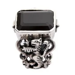 Bikerringshop Black Stone Scottish Rampant Lion Mens Ring -Outlet Rings Store scottish rampant ring 5