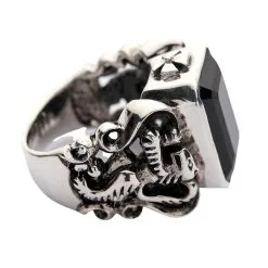Bikerringshop Black Stone Scottish Rampant Lion Mens Ring -Outlet Rings Store scottish rampant ring 6