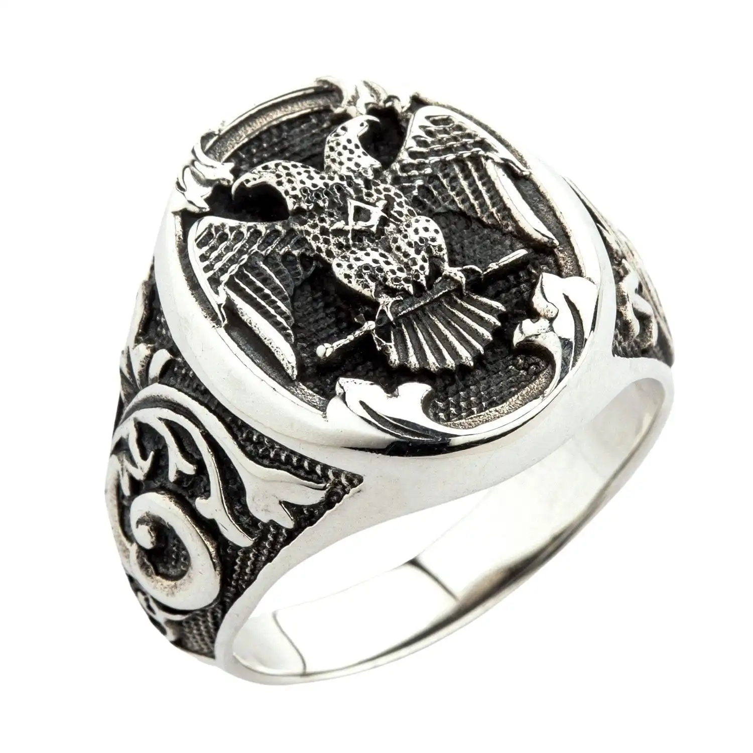 Bikerringshop Silver Scottish Rite Double-headed Eagle Masonic Ring 5 Bikerringshop Silver Scottish Rite Double-headed Eagle Masonic Ring - Image 3