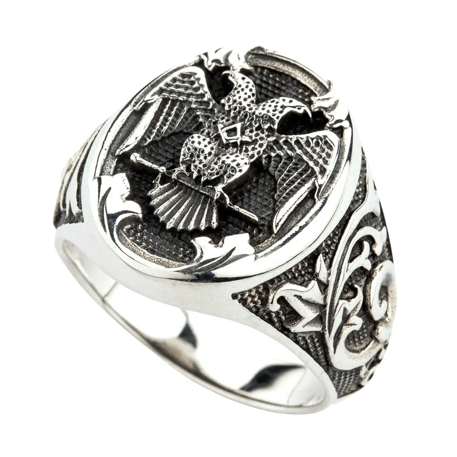 Bikerringshop Silver Scottish Rite Double-headed Eagle Masonic Ring 6 Bikerringshop Silver Scottish Rite Double-headed Eagle Masonic Ring - Image 4