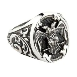 Bikerringshop Silver Scottish Rite Double-headed Eagle Masonic Ring