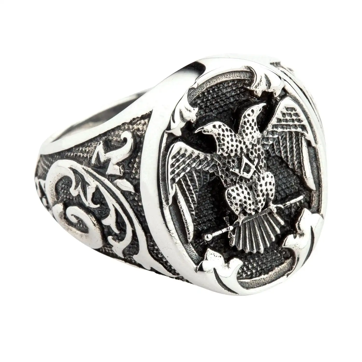 Bikerringshop Silver Scottish Rite Double-headed Eagle Masonic Ring 3 Bikerringshop Silver Scottish Rite Double-headed Eagle Masonic Ring