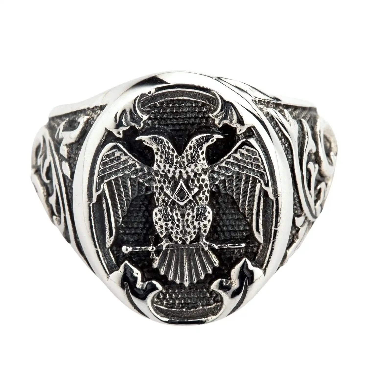 Bikerringshop Silver Scottish Rite Double-headed Eagle Masonic Ring 4 Bikerringshop Silver Scottish Rite Double-headed Eagle Masonic Ring - Image 2