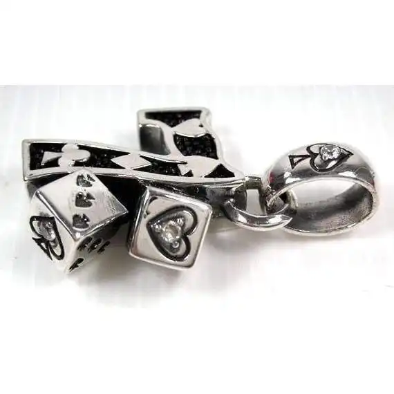 Bikerringshop Seven Poker Sterling Silver Mens Gamble Pendant 4 Bikerringshop Seven Poker Sterling Silver Mens Gamble Pendant - Image 2