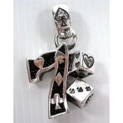 Bikerringshop Seven Poker Sterling Silver Mens Gamble Pendant