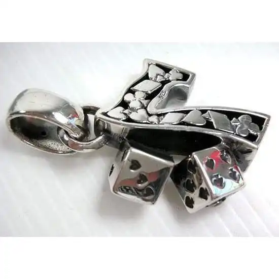 Bikerringshop Seven Poker Sterling Silver Mens Gamble Pendant 5 Bikerringshop Seven Poker Sterling Silver Mens Gamble Pendant - Image 3