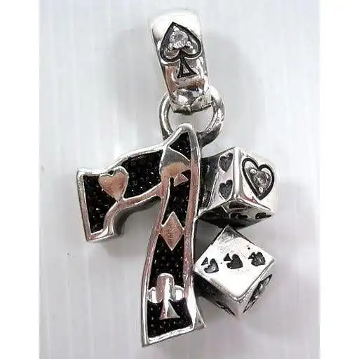 Bikerringshop Seven Poker Sterling Silver Mens Gamble Pendant 3 Bikerringshop Seven Poker Sterling Silver Mens Gamble Pendant