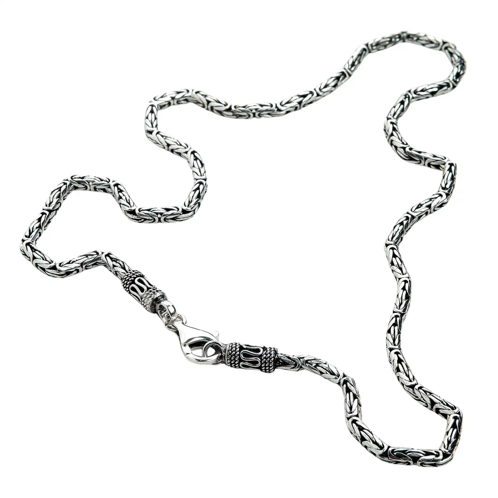 Bikerringshop 3mm Sterling Silver Byzantine Chain Necklace 5 Bikerringshop 3mm Sterling Silver Byzantine Chain Necklace - Image 3