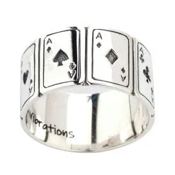 Bikerringshop 925 Sterling Silver Ace Cards Band Ring
